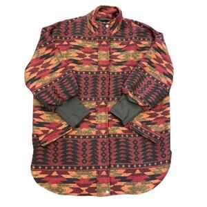 Steve Madden Jacket Womens Red Multicolor Aztec Print Cabin Fever Full Zip Large